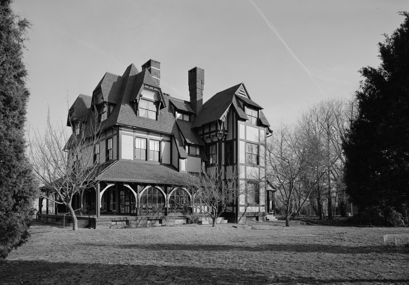 The Emlen Physick Estate, an 1879 Victorian Stick-style mansion at 1048 Washington Street in Cape May, New Jersey